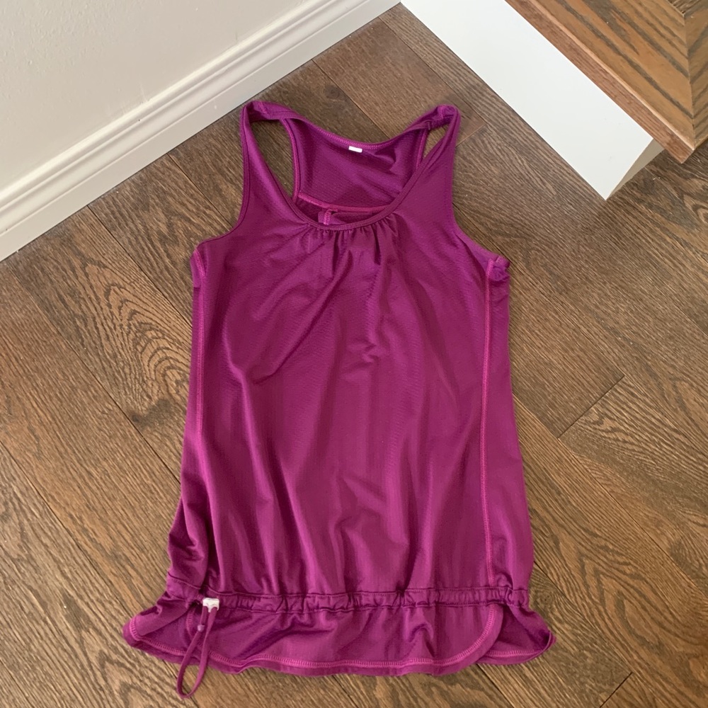 Lucy pink / purple tank top with drawstring at bottom size small